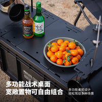 Outdoor Camping Storage Box Lid with Handle and Gas Tank Plate, Convertible to Lamp Stand or Tabletop