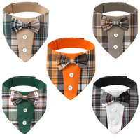 Plaid Pet Bandana with Hook and Loop Closure, Dog Scarf Bib for Small to Large Dogs