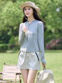 Women's Slim Fit Ice Silk Sun Protection Hoodie UV Jacket for Summer