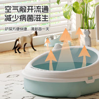 Large Semi-Enclosed Cat Litter Box with Anti-Splash Design and Pet Supplies Set