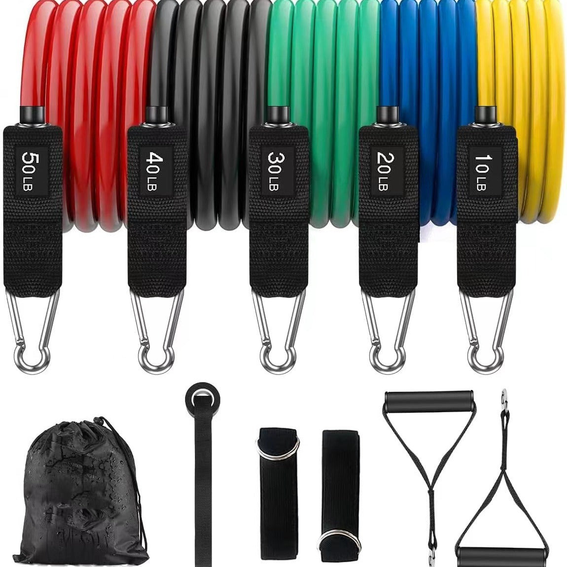 11-Piece Adjustable Resistance Band Set for Full Body Workout