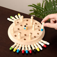 Wooden Memory Chess Game for Kids, Educational Color Recognition Board Game Toy