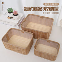 Handwoven Bamboo Storage Basket for Desktop, Cosmetics, Snacks, and Clothing