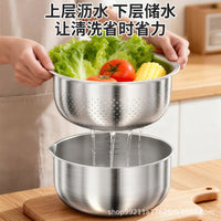 304 Stainless Steel Colander and Mixing Bowl Set for Washing Vegetables and Fruits