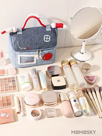 Portable Large Capacity Cosmetic Bag for Women, Cute House Design Makeup Organizer with Handle for Travel and Skincare