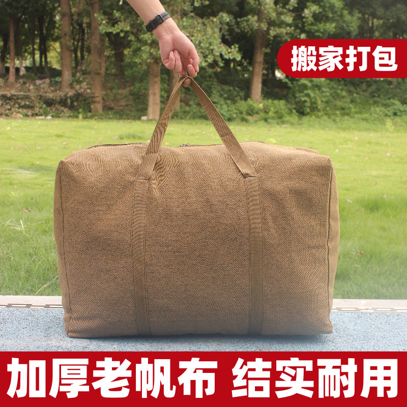 Extra Large Canvas Moving Storage Bag with Handles, Heavy-Duty Reusable Travel Luggage Tote