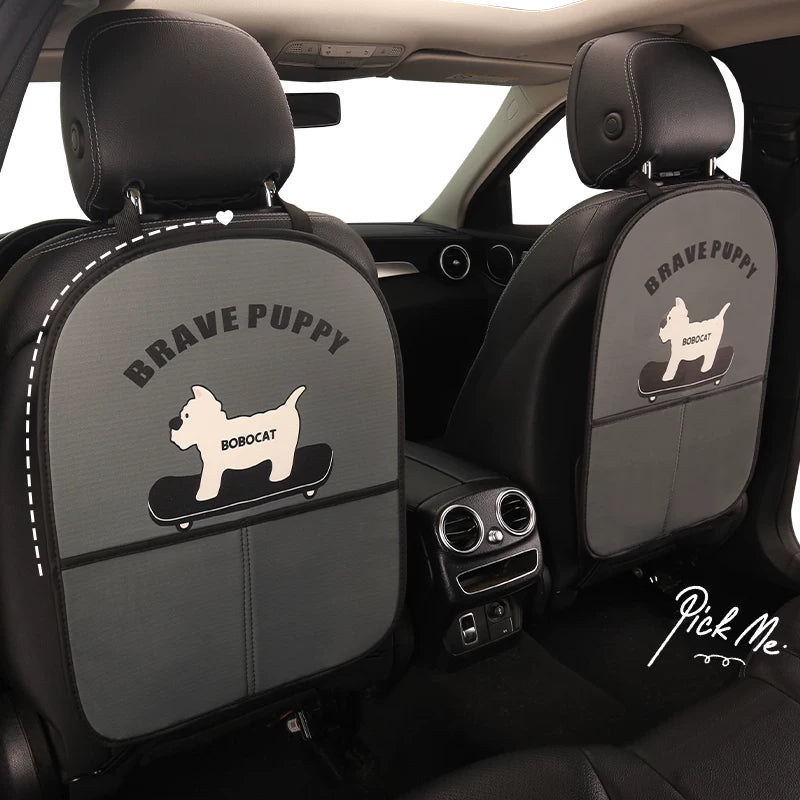 Car Seat Back Organizer with Kick Mat and Storage Pockets for Kids