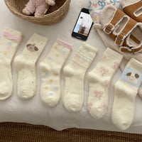 Women's Fleece Lined Fair Isle Cartoon Dog Slipper Socks for Home Wear