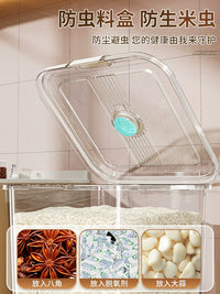 Airtight Food Storage Container for Rice and Flour, Moisture-proof, Insect-proof, Transparent, 15kg Capacity