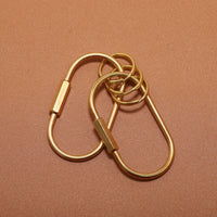 Brass Oval Nordic Minimalist Screw Lock Keychain Car Key Ring Detachable