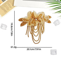 Embroidered Chiffon Flower Applique with Tassels for DIY Crafts, Brooches, Hair Accessories, and Garment Decoration