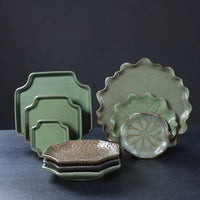 Ceramic Plant Pot Saucer Round Rectangular Bonsai Tray Drip Tray Base