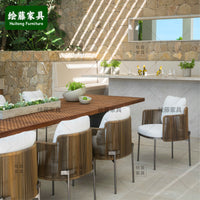 Nordic Outdoor Rattan Woven Dining Chair and Table Set for Garden Patio
