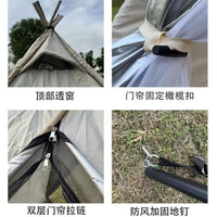 Outdoor Camping Indian Pyramid Tent Waterproof Windproof Double-Layer Quick Setup Portable Sun Shelter