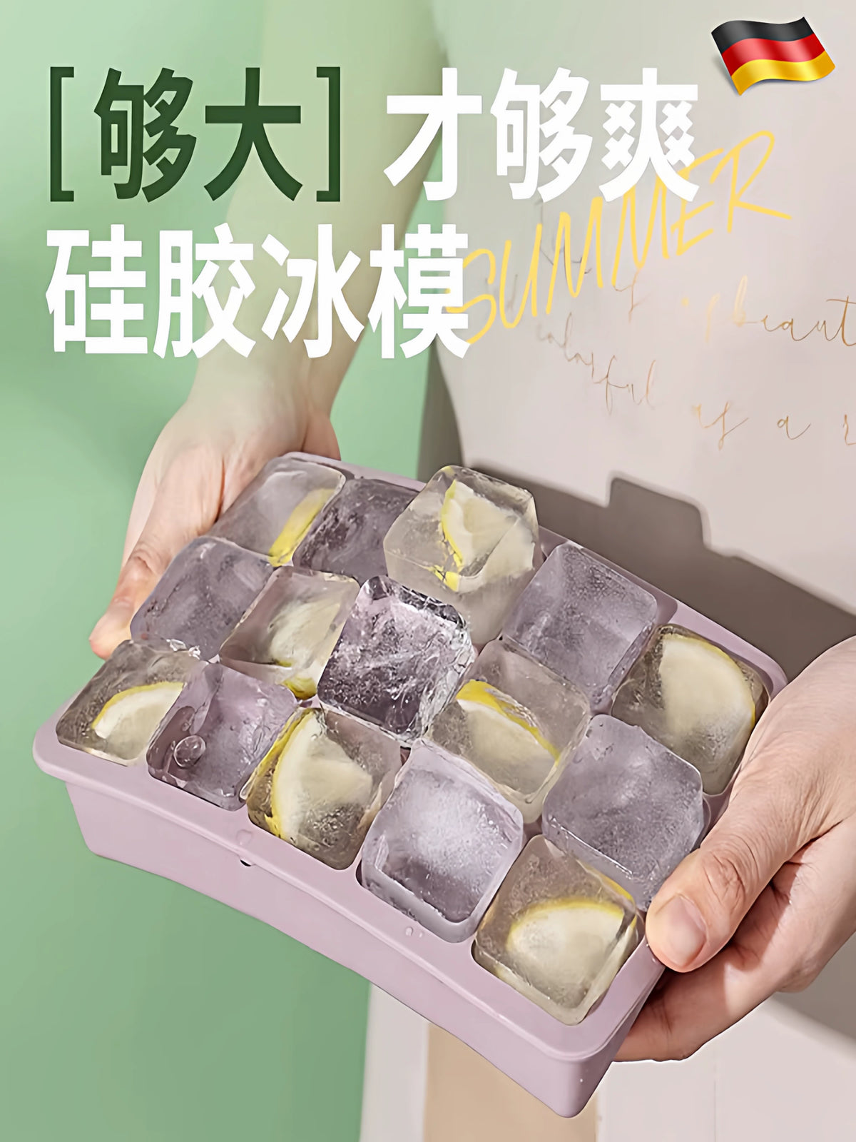Large Silicone Ice Cube Tray with Lid, Food-Grade Freezer Mold for Home Use