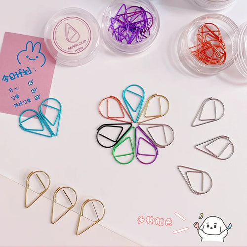 Creative Teardrop Metal Paper Clips, Gold Tone, for Office and Bookmarks