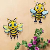 2-Pack 2D Metal Bee Wall Art Decor for Home Garden