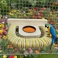 Parrot Stainless Steel Perch with Food Bowl and Grinding Stand for Cage