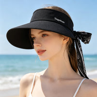 Korean Style Detachable Scarf Sun Visor Hat with Wide Brim for Summer Outdoor Beach