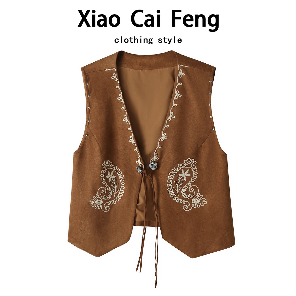 Bohemian Embroidered Rivet Suede Vest for Women