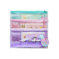 Girls' Large Capacity PVC Zipper File Bag & Pencil Case Set