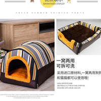 All-Season Enclosed Pet House for Cats and Small Dogs, Indoor Villa Style Pet Bed
