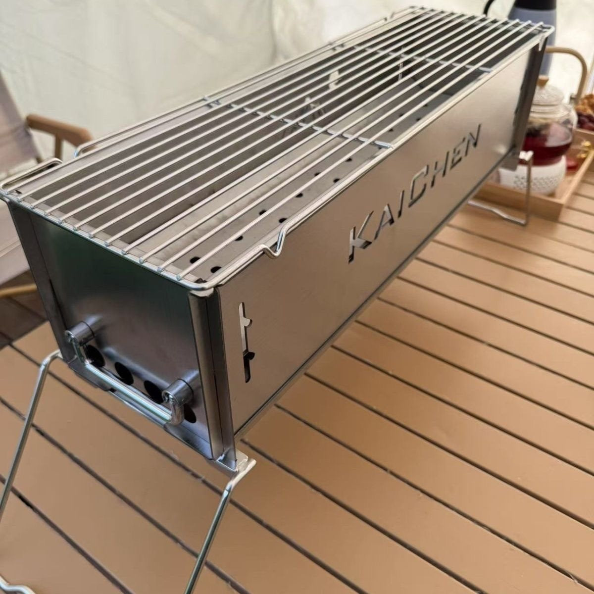 Thickened 304 Stainless Steel Portable Folding BBQ Grill for Outdoor Camping