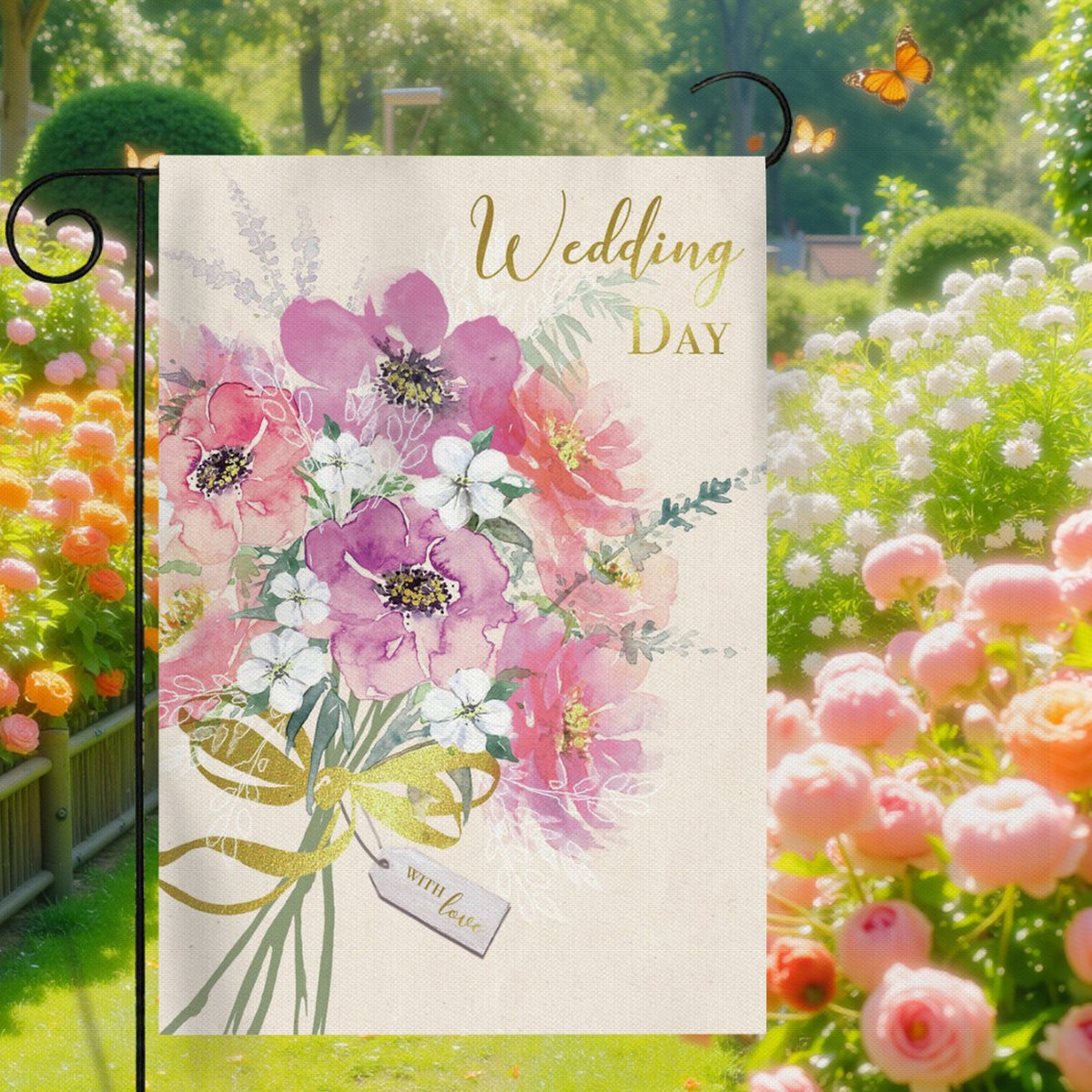 Amazon TEMU Wedding Season Garden Flag Yard Outdoor Wedding Festival Decoration Linen Double-Sided Printed Banner