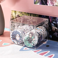 Acrylic Clear Storage Box for Badges and Small Cards with Lid, Desktop Organizer