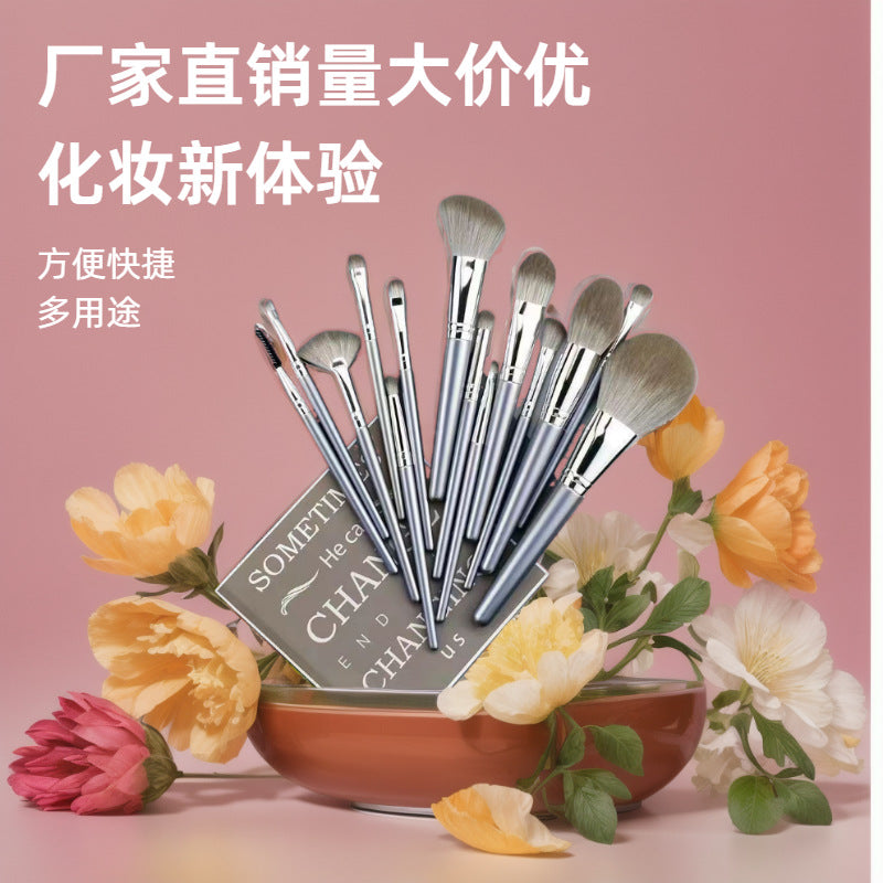 14-Piece Professional Makeup Brush Set with Blush, Eye, and Face Brushes