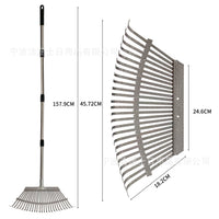 25-Tine Adjustable Stainless Steel Garden Rake for Leaves and Debris
