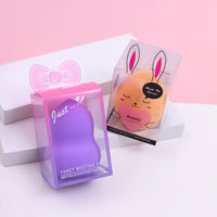 Gourd-Shaped Beveled Makeup Sponge Blender with Cartoon Box, Wet & Dry Use, Non-Powder-Eating