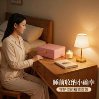 Double-Layer Lockable PU Leather Jewelry Box with Multiple Compartments