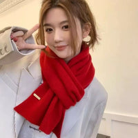 Knitted Winter Scarf for Women, Solid Color Short Neck Warmer