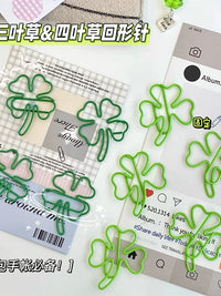 Creative Clover Paper Clips, Cute Shaped Bookmark Paperclips for Students and Stationery