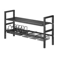 Under-Sink Expandable Storage Rack for Kitchen Cabinets and Pots
