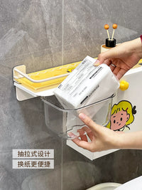Toilet Side Storage Cabinet with Tissue Holder and Sanitary Pad Organizer
