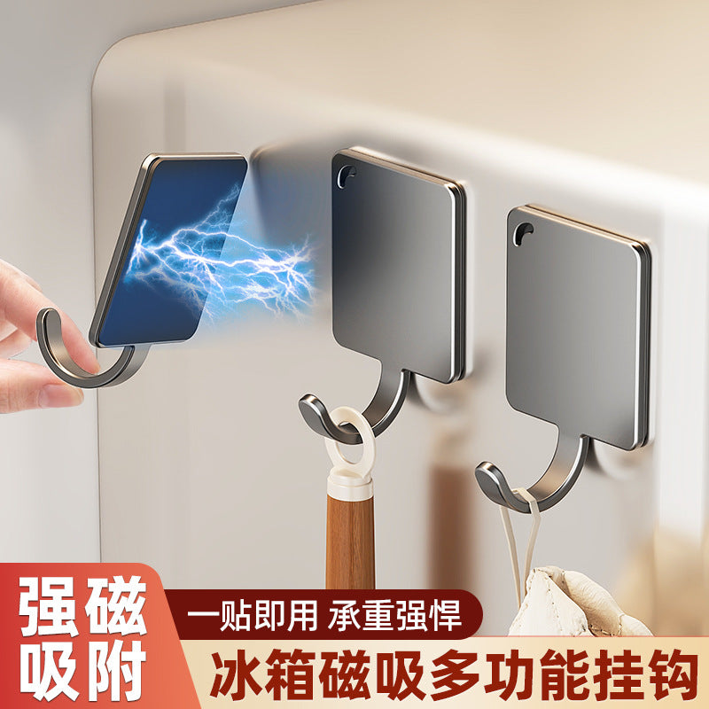 Magnetic Hooks for Refrigerator Microwave Washing Machine Side, No-Drill Strong Adhesive Hangers