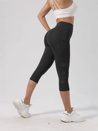 Women's Mesh Panel High Waist Yoga Capris with Butt Lift