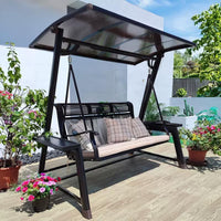 Outdoor Patio Swing Chair with Canopy, Aluminum Alloy Hanging Basket Seat for Balcony Garden