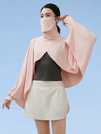 Women's Sun Protection Shawl with Face Mask for Outdoor Cycling and Driving