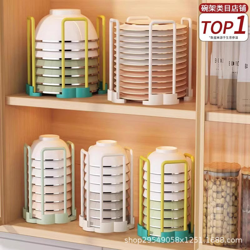 Household Kitchen Dish Drying Rack Single-Layer Rotatable Retractable Multi-functional Bowl Storage Organizer