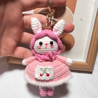 Cartoon Cute Rabbit Doll Headband Knitted Keychain Sweet Skirt Bunny Pendant
