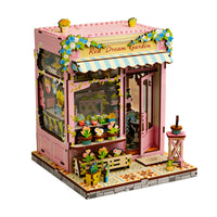 DIY Miniature Flower Shop Model Kit with LED Light, Creative Building Set for Adults and Teens, Birthday Gift Toy