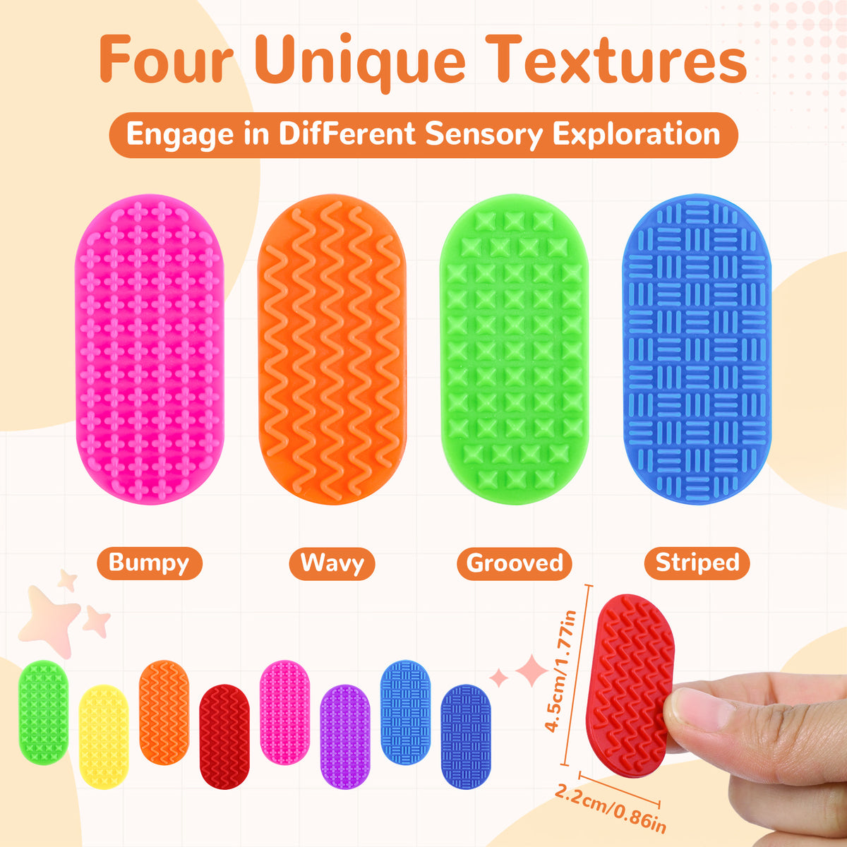 Sensory Fidget Silicone Texture Strips for Stress Relief