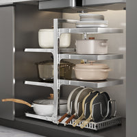 Under-Sink Multi-Layer Pot and Pan Storage Rack for Kitchen Cabinets