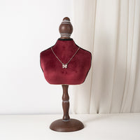 French Vintage Velvet Mannequin Jewelry Display Stand for Necklaces & Pendants