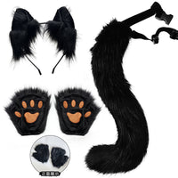 Plush Animal Paw Fingerless Gloves for Cosplay & Halloween