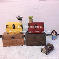 Vintage Wooden Storage Box with Lock and Lid, Large Rectangular Solid Wood Chest