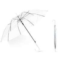 Clear Automatic Folding Umbrella with Long Handle, 8-Rib Windproof Design